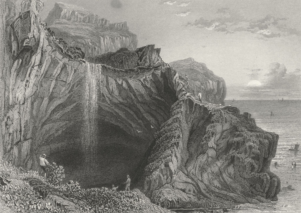 IOW. Blackgang Chine-Bartlett c1840 old antique vintage print picture